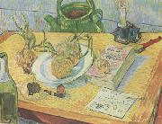 Vincent Van Gogh Still life:Drawing Board,Pipe,Onions and Sealing-Wax (nn04) Sweden oil painting reproduction